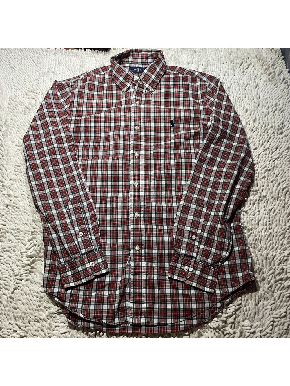 Polo Ralph Lauren Button Down Shirt Men’s Medium Plaid Red Green Tartan